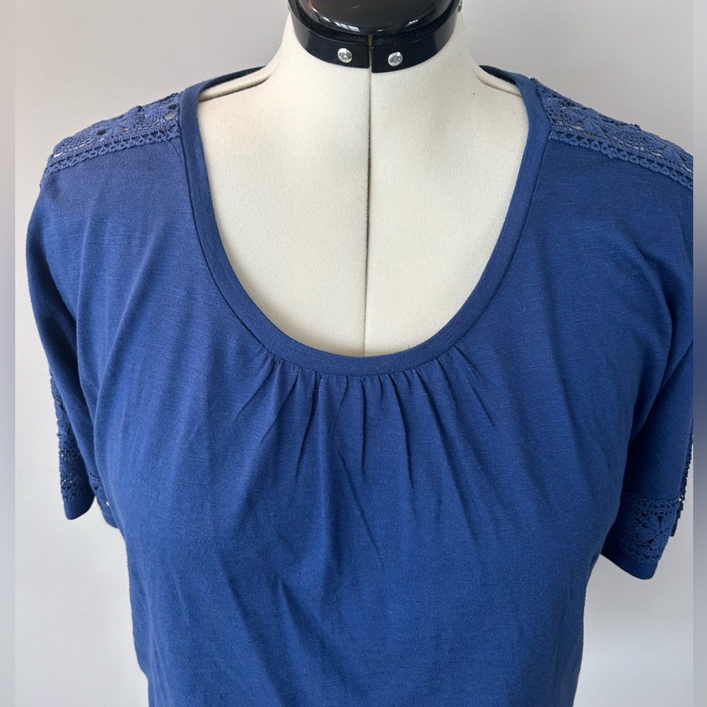 Isela Blue Top with Lace Details